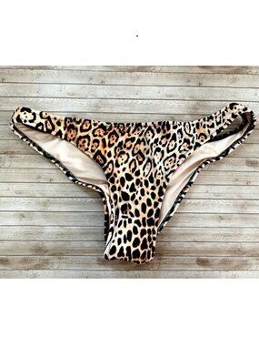 Nwt Victorias Secret Zuma Itsy Ruched Back Bikini Swim Bottom Natural Leopard
